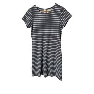 Sail to Sable STS Sz M Hydrangea White Striped Tee Dress Gold Hardware Blue NWOT